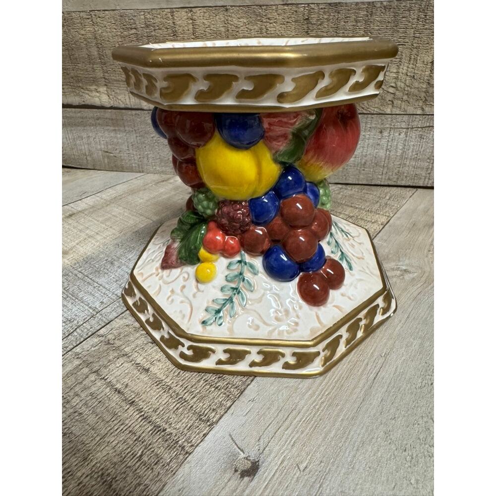 Fitz and Floyd Venezia Autumn Harvest Fruit Pillar Candle Holder